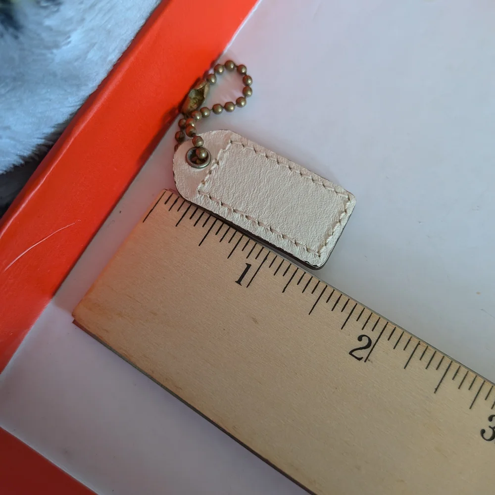 Coach Cream Leather Mini Bag‎ Tag with Brass Ball Chain